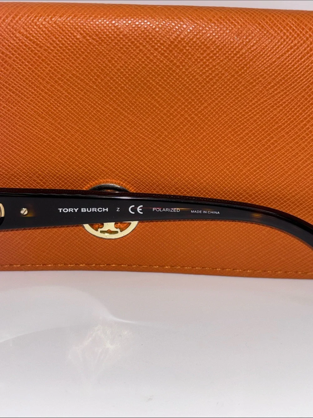 Tory Burch Black Oversized Tortoise Sunglasses with Orange Logo Case